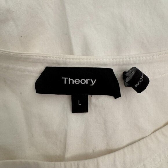 Theory Serah Long Sleeve Knotted Hem Top White, Size Large - Picture 5 of 6